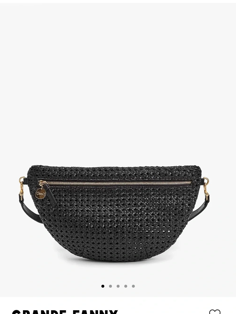 Clare V Grande Fanny Black Woven Crossbody with Gold Hardware - Picture 1 of 6